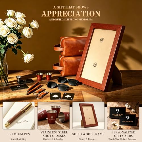 Brown 66-Piece Groomsmen Gifts Set for Wedding Party - 6 Sets Included