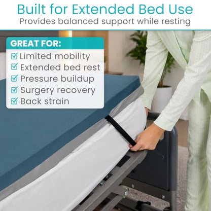 76 x 34 x 3.5 Inch Gel Mattress Topper for Hospital Bed - Pressure Relief, Non-Slip, Waterproof Cover