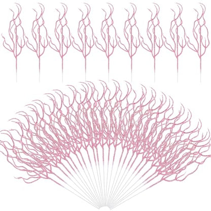 Pink Glitter Christmas Tree Picks Set - 30 Pieces, 13.7 x 2.7 Inches