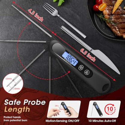 Digital Meat Thermometer with Backlight - Instant Read Food Thermometer Black