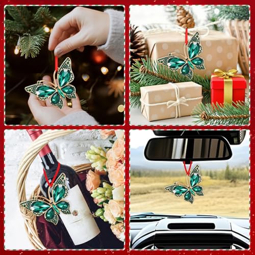 Green Butterfly Christmas Ornament - Metal Keepsake Holiday Decor, 2.5 Inch