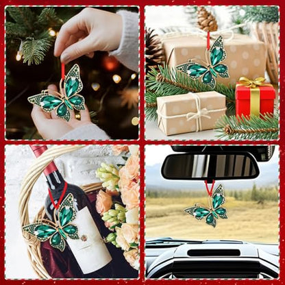 Green Butterfly Christmas Ornament - Metal Keepsake Holiday Decor, 2.5 Inch