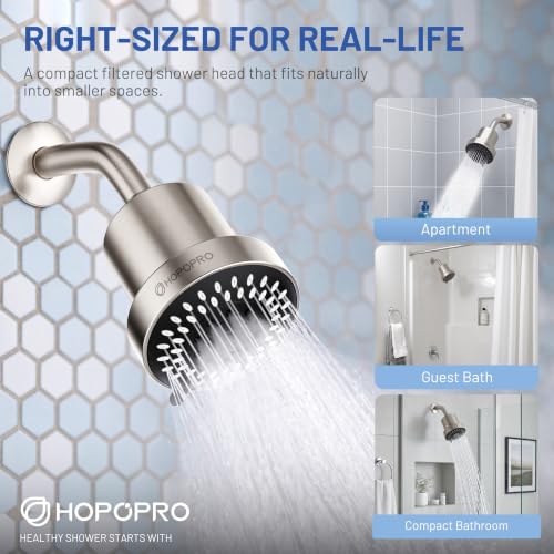 High Pressure 4-Inch Filtered Shower Head with 5 Spray Settings - Brushed Nickel