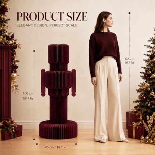 Large Burgundy Red Paper Nutcracker Christmas Honeycomb Decor - Variation of THIS listing