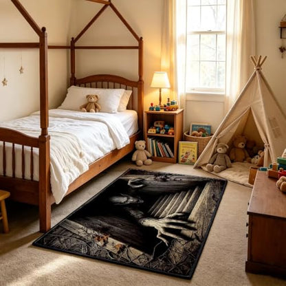 Cracked Grave Halloween 3D Runner Rug 2x5 Non Slip Washable Entryway Mat