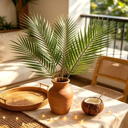 Artificial Palm Leaf Set - Green, 18 Pieces for Home & Party Decor