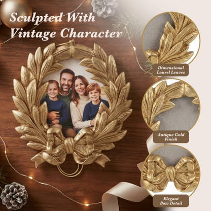 Resin Christmas Tree Ornaments Set of 4 - 3.1 Inch Photo Frames for Holiday Decor
