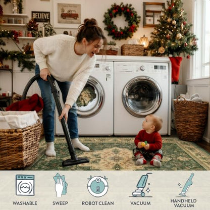 Lahome Christmas Runner Rug 2x6 Feet Green Holiday Entryway Bathroom - Variation of THIS listing