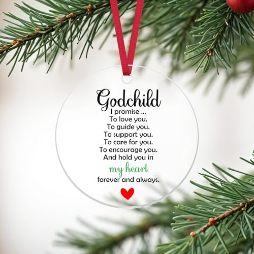 Christmas Holiday Ornament for Godchild from Godmother or Godfather Acrylic Hanging Decor