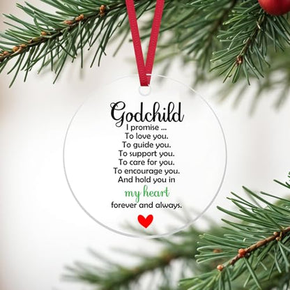 Christmas Holiday Ornament for Godchild from Godmother or Godfather Acrylic Hanging Decor