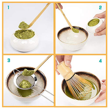 Matcha Set, Bamboo Matcha Whisk for Tea Authentic Matcha Kit for Matcha Tea, Traditional Matcha Whisk and Bowl Set (9 Pcs)