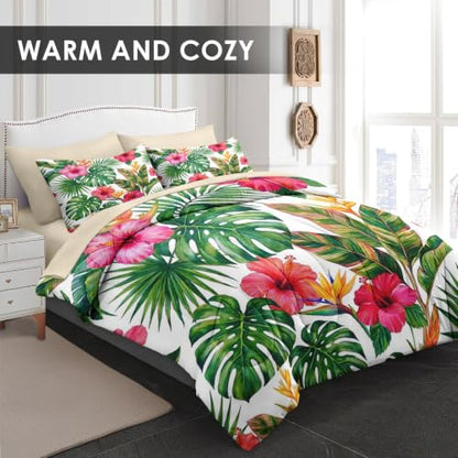 WeCozy Tropical Floral King Comforter Set 7 Pieces Bedding