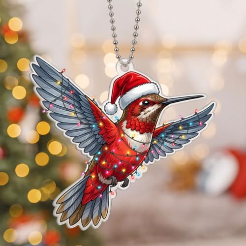 Hummingbird Christmas Tree Ornament - Festive Holiday Decor, 3.94 Inch