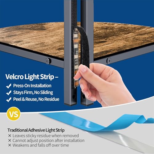 5-Tier Corner Bookshelf with LED Lights, Heavy-Duty Tall Storage Unit