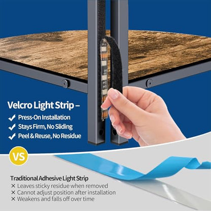 5-Tier Corner Bookshelf with LED Lights, Heavy-Duty Tall Storage Unit