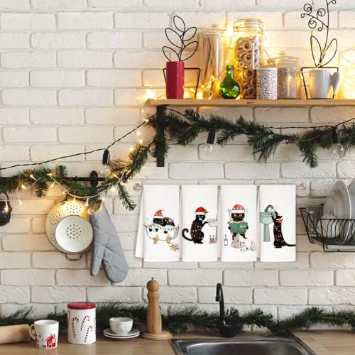 Variation of THIS listing: Merry Christmas Cat Towel Set – 4 Hand Towels 16x24 in, Cat Lovers Bathroom Decor