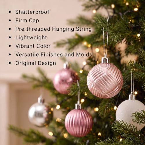 Mini Christmas Ornaments Set Pink Gold 49ct Tree Decorations - Pink & Gold