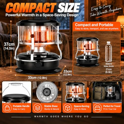 Portable 2-in-1 Kerosene Heater and Stove 9000 BTU with Adjustable Flame