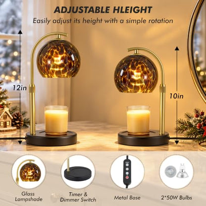 EJIAXIN Amber Candle Warmer Lamp with Timer & Dimmable Bulb - Safe Wax Melter Gift