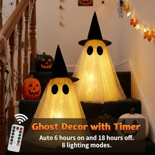 Halloween Ghost Decorations - Spooky Light-Up Ghosts for Indoor Halloween Decor 21.7 Inches
