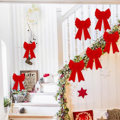 24PCS Red Velvet Christmas Bows Holiday Tree Decor Indoor Outdoor
