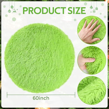 Green Faux Fur Christmas Tablecloth 60x60 Inch - Holiday Decor
