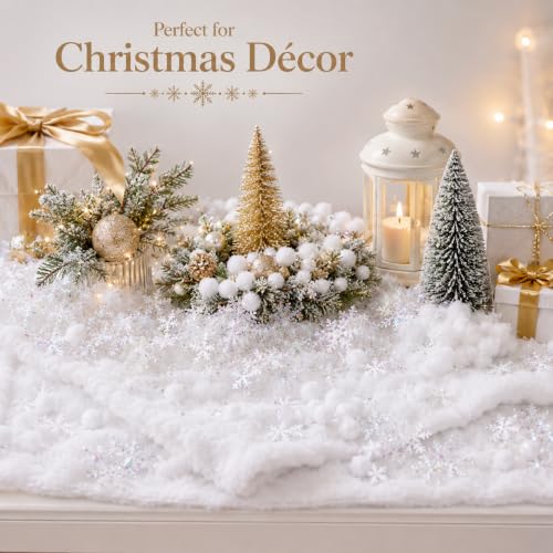Artificial Snow for Christmas Decorations, 5-Pack Snow Flock & Glitter Snow