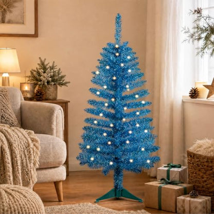 Blue 4ft Artificial Christmas Tree with Lights - Manlatini
