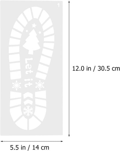 EXCEART Christmas Santa Footprint Stencils - 6 Hollow-Out Designs for Floor, Wood, Window, Wall