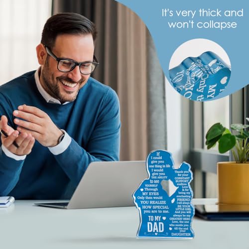Dad Shadow Acrylic Desk Plaque Sign - Father's Day Gift from Daughter - Bonus, Stepdad, Best Dad Ever