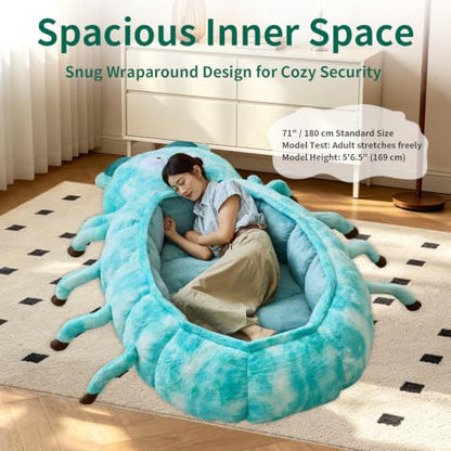 71-Inch Fluffy Animal-Shaped Sleeping Bag for Adults and Pets - Cozy Hugging Sleep Sack