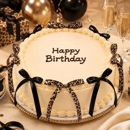 20 Pcs Black Satin and Leopard Print Ribbon Cake Toppers - Party Decor
