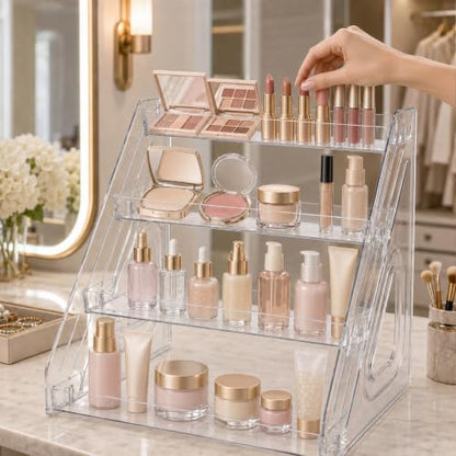 4 Tier Clear Acrylic Display Riser Stand for Cupcakes Perfume Cosmetics