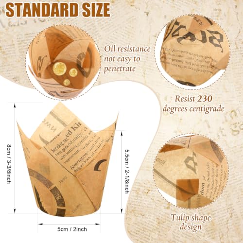 800 Pieces Newspaper Print Tulip Cupcake Liners for Baking - Standard Size Greaseproof Wrappers for Weddings Birthday Party Christmas - Variation of THIS listing