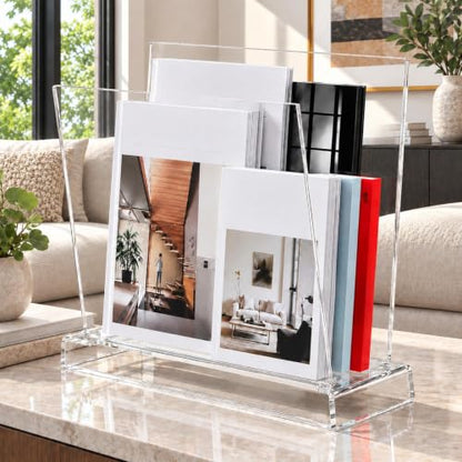 Acrylic Magazine Holder Floor Stand 15.7 x 7 x 13.8 Inch U-Shape Large Capacity