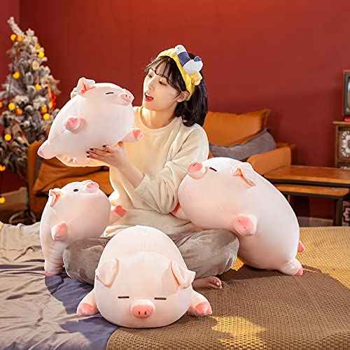 Pig Stuffed Animal Plush Pillow - 15.7'' Kawaii Soft Pig Hugging Pillow, Adorable Cuddle Plush Toy, for Kids, Girlfriend, or Adults, Perfect for Christmas and Birthdays (Squint, 15.7in)