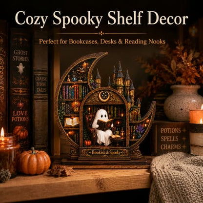 Halloween Bookish Ghost Decor - Castle Variation for Bookshelf & Library Scene