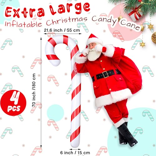 Inflatable Christmas Candy Canes Decoration 5.5 Ft - Red, Set of 4