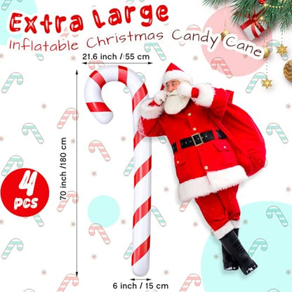 Inflatable Christmas Candy Canes Decoration 5.5 Ft - Red, Set of 4