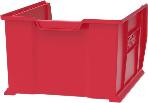 Akro-Mils Super-Size Plastic Storage Bins - Space-Saving Stackable Design, 24" L x 18" W x 12" H, Red | 1-Pack