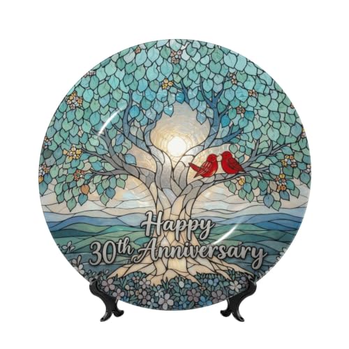 30th Anniversary Ceramic Plate with Stand - 6 Inch Round
