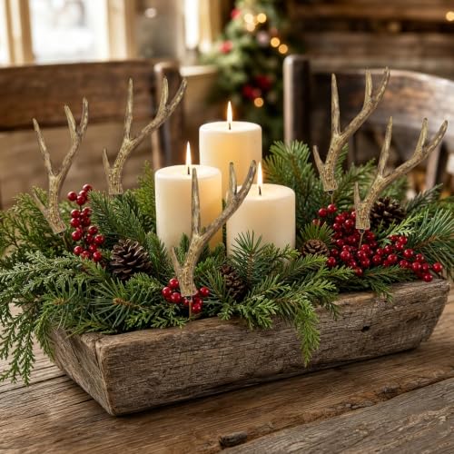 Reindeer Christmas Decor Set - Resin Antler Tree Picks, 12 Pieces