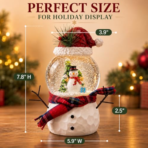 Musical Snow Globe Snowman Decor with Lights & Swirling Snow - Snowman Variant
