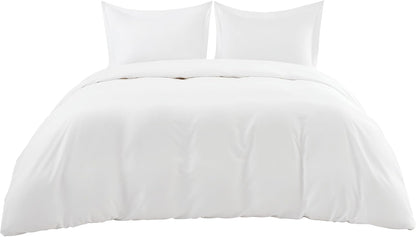 Bedsure Bamboo Duvet Cover Set - Lightweight & Silky Queen Size Comforter Cover for Hot Sleepers | Pure White