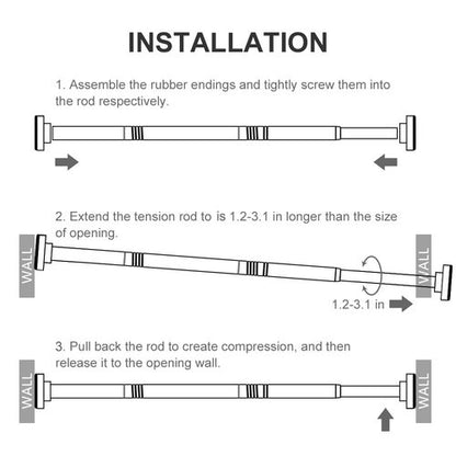 Ausemku Shower Curtain Rod Tension - 26-76 Inch Never Rust Non-Slip Spring Tension Curtain Rod No Drilling Stainless Steel Curtain Rod Use Bathroom Kitchen（Silver）