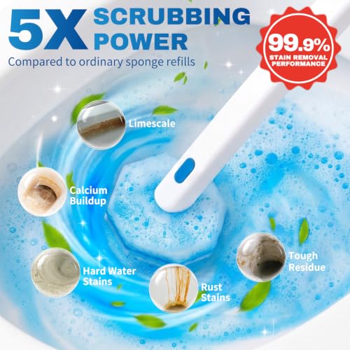 Vacplus Toilet Wand Refills 30 Count - Disposable, Clorox Compatible, Blue & White
