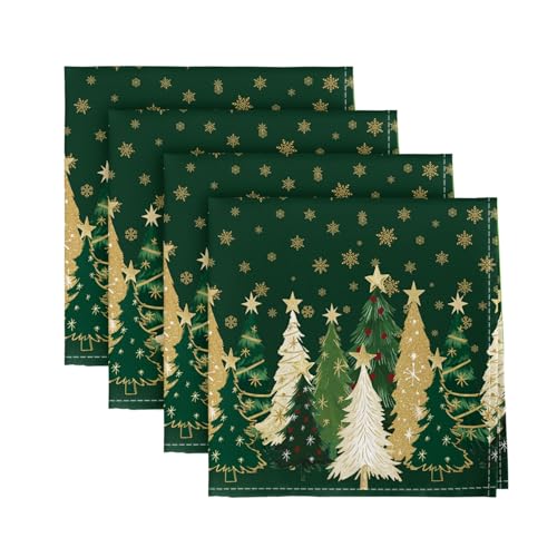 18 x 18 Inch Green Cloth Napkins Set of 4 - Reusable Holiday Table Decor