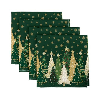 18 x 18 Inch Green Cloth Napkins Set of 4 - Reusable Holiday Table Decor