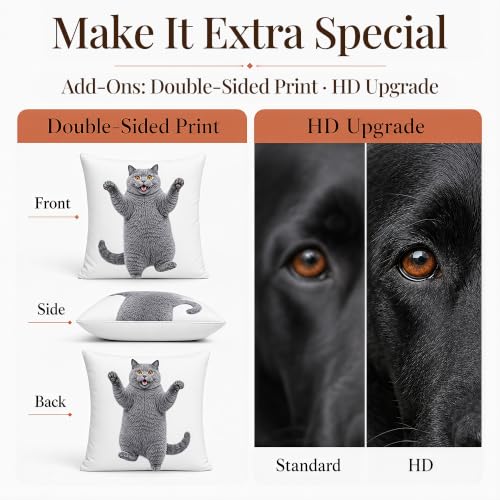 Personalized Face Pillow Custom Shaped Pet & Photo Pillow with Variation - White Rainbow Blue Yellow Black Heart