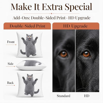 Personalized Face Pillow Custom Shaped Pet & Photo Pillow with Variation - White Rainbow Blue Yellow Black Heart